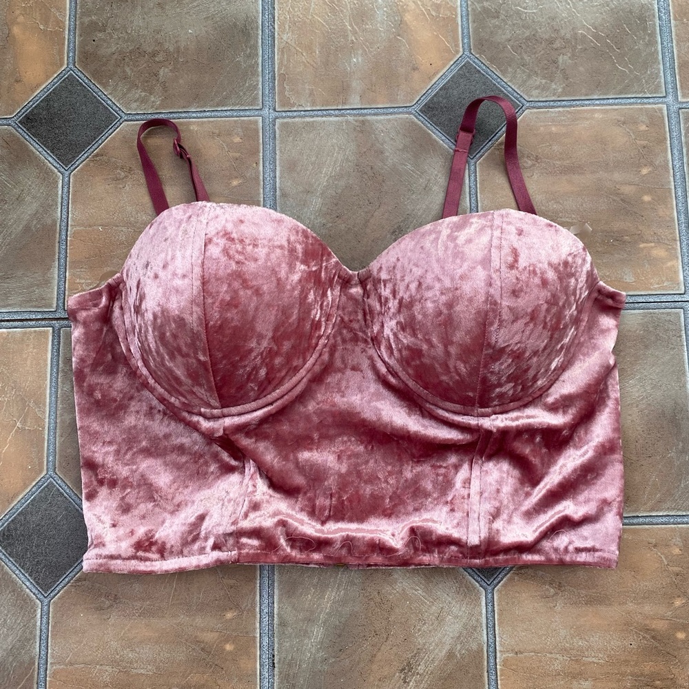Pink Velvet Bustier Top